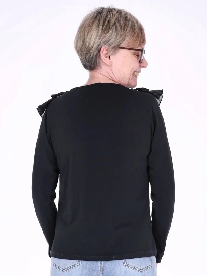Damen Shirt mit Rüschen und V-Ausschnitt – feminin & vielseitig