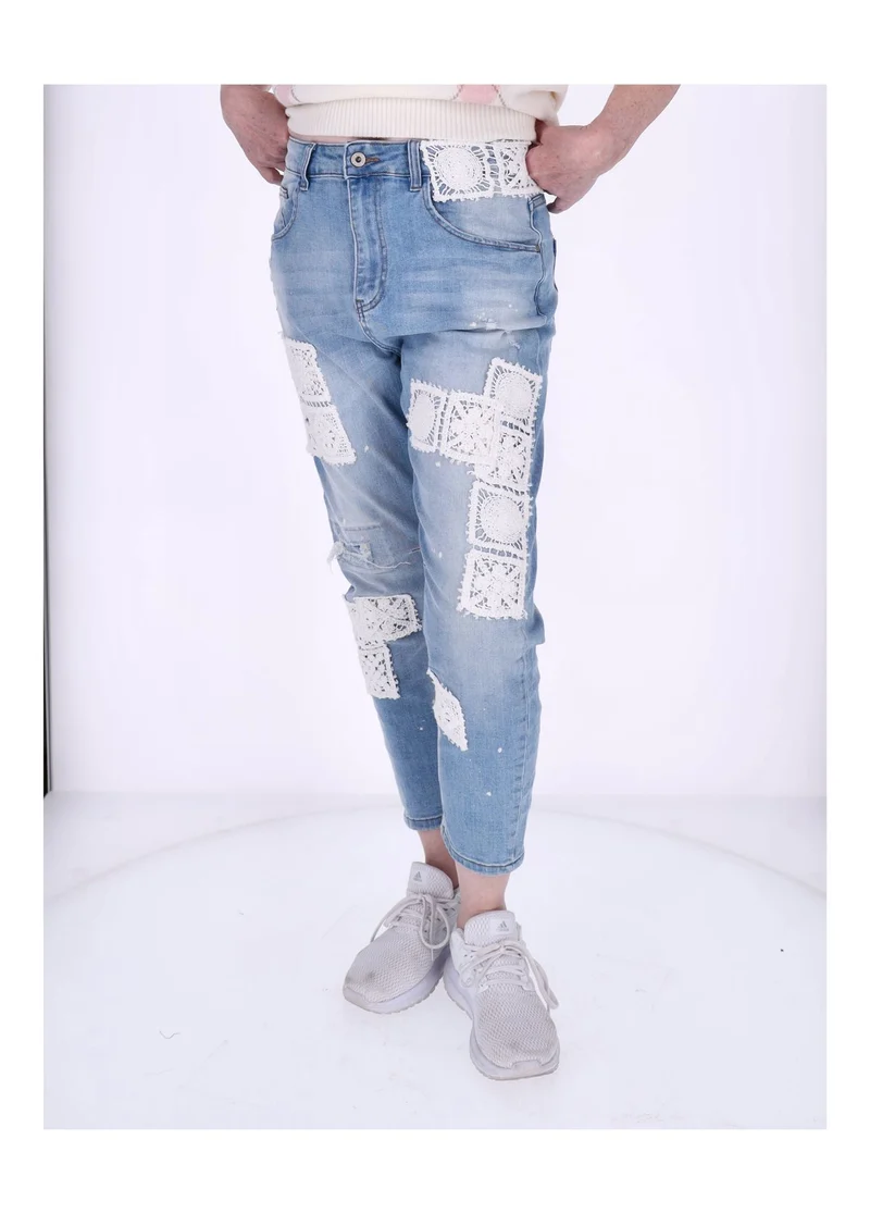 Jeans Damen Häkelaufnäher