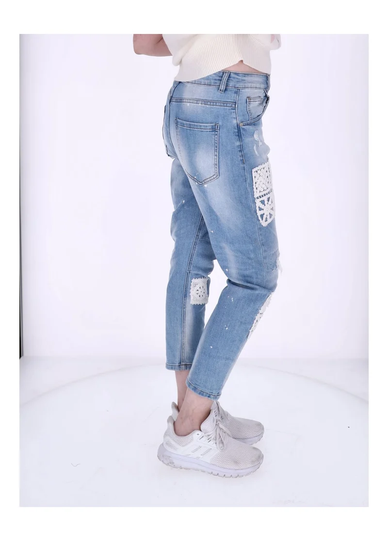 Jeans Damen Häkelaufnäher