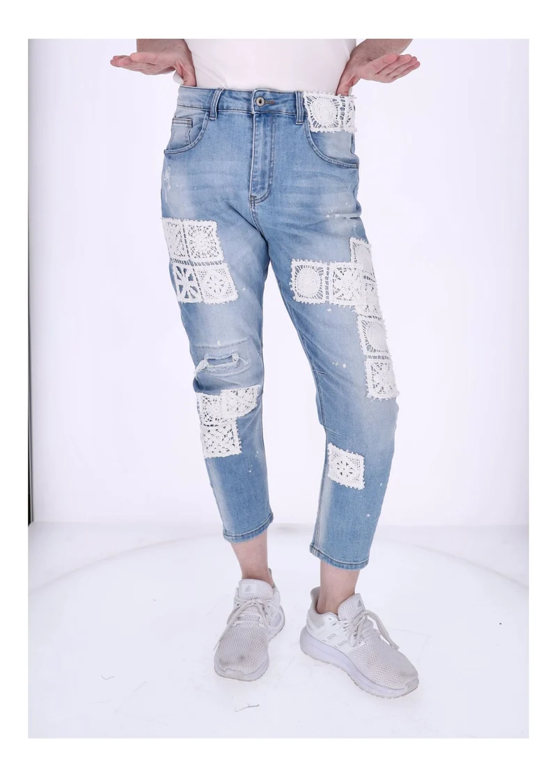 Jeans Damen Häkelaufnäher