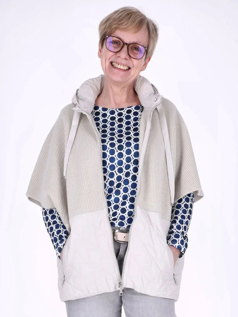 Dunkelblaues Damen Shirt mit Allover Kreis-Muster