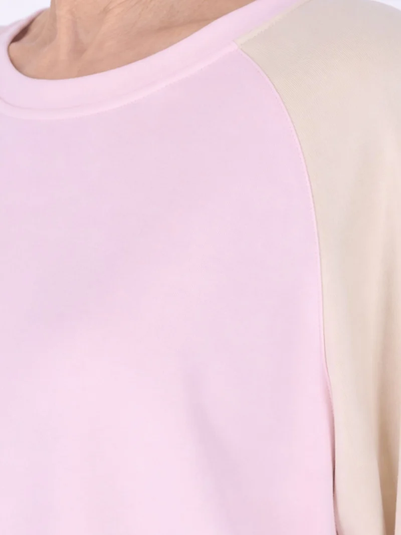 Pinkes Damen Sweatshirt mit 3/4-Arm & Kontrastärmeln