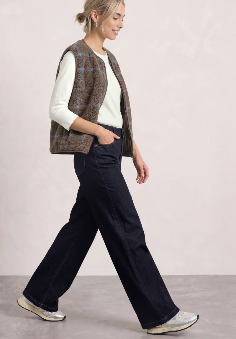 printed teddy vest w.zipper, silk brown