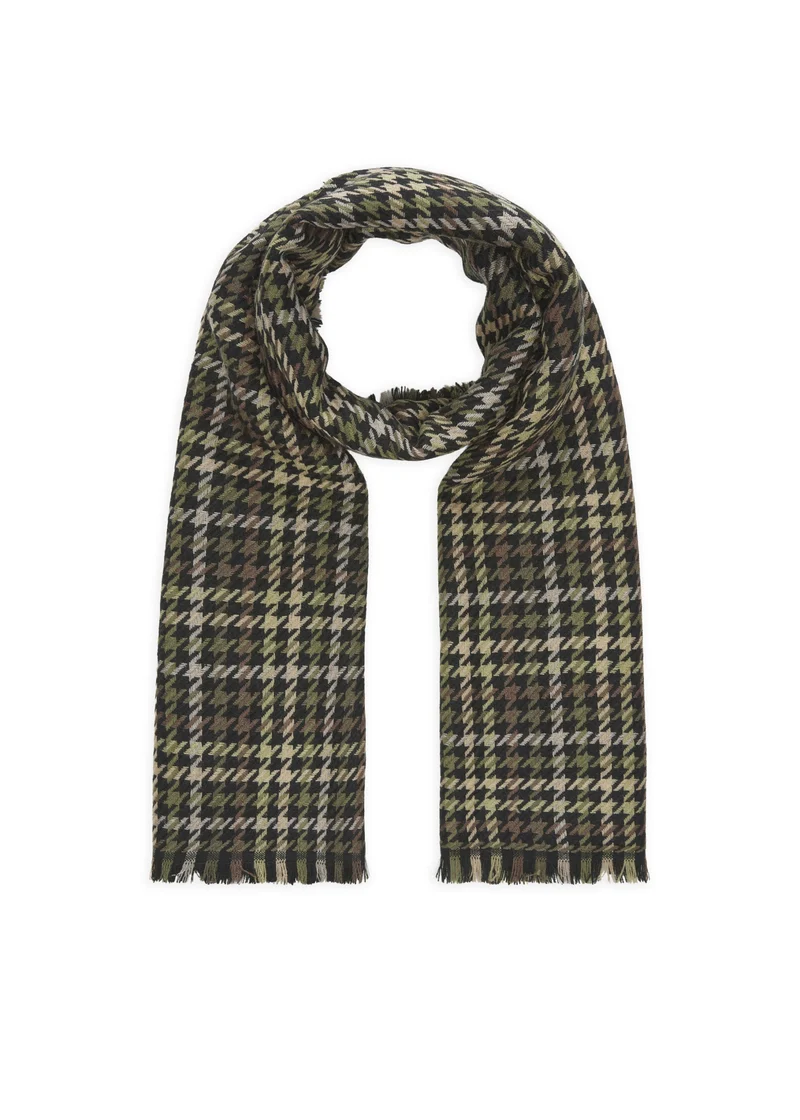 WOVEN SCARF POLYACRYL/WOOL CHECKS grün-70X180CM, grün