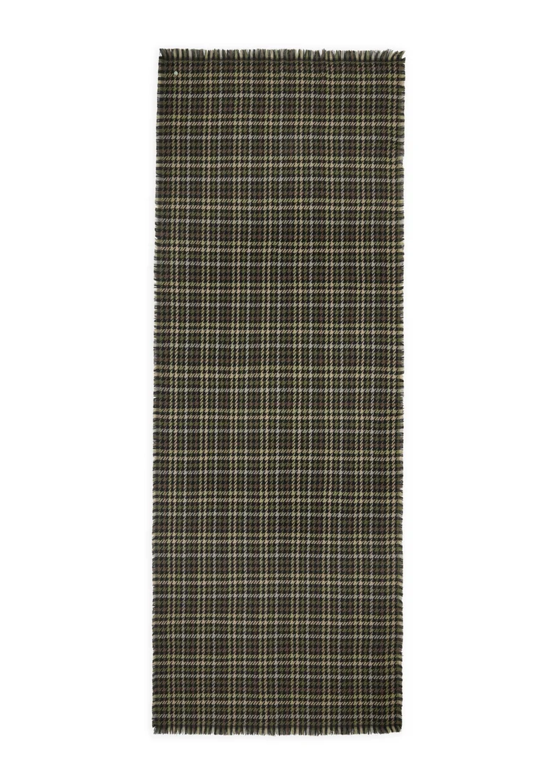 WOVEN SCARF POLYACRYL/WOOL CHECKS grün-70X180CM, grün