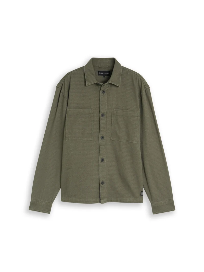 heavy structured overshirt, urban olive green