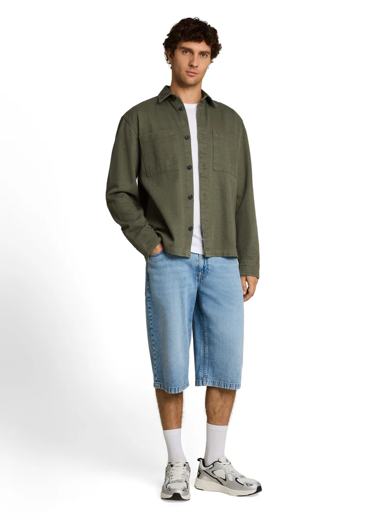 heavy structured overshirt, urban olive green