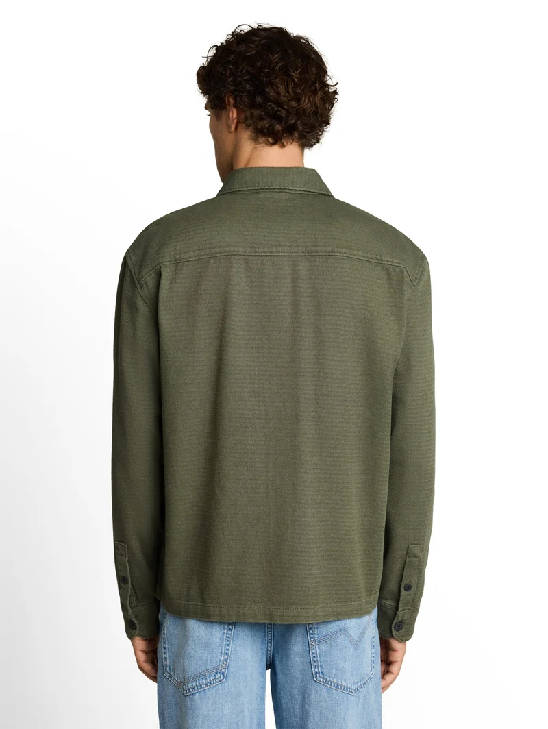 heavy structured overshirt, urban olive green