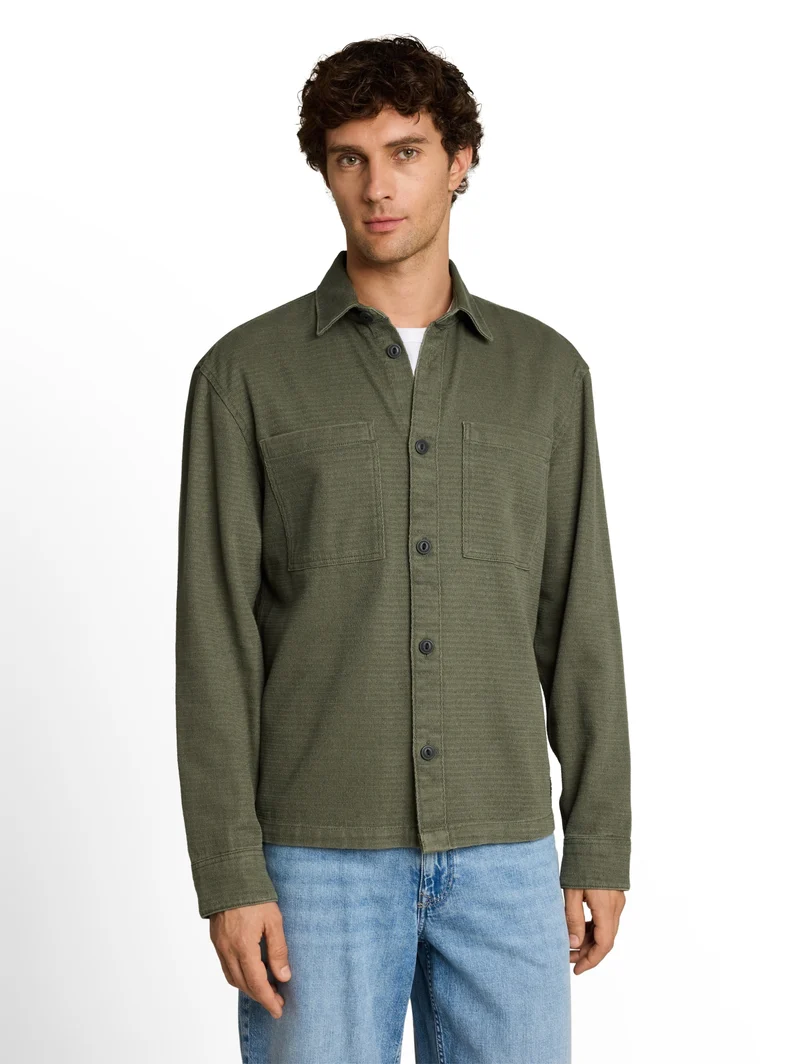 heavy structured overshirt, urban olive green