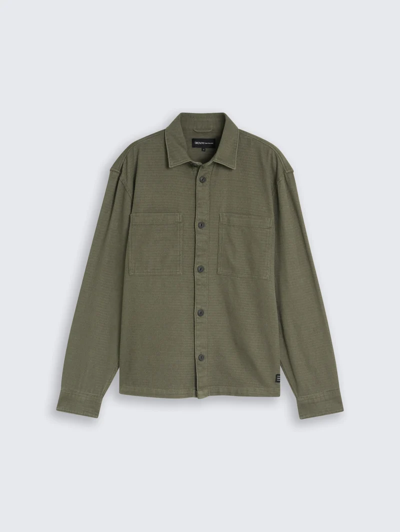heavy structured overshirt, urban olive green