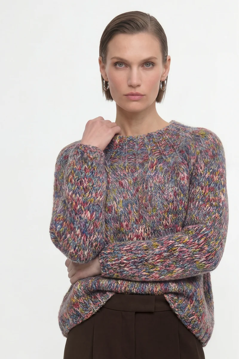 Multicoloured Mock Neck, misty blue