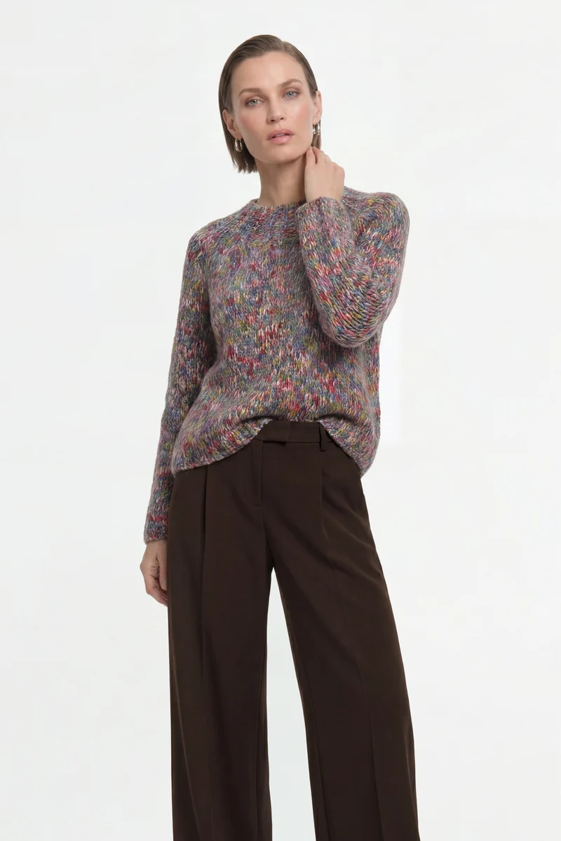 Multicoloured Mock Neck, misty blue