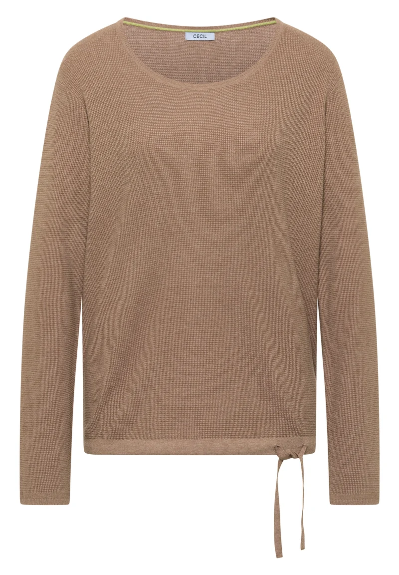 TOS_Structured Roundneck, creamy mocha melange