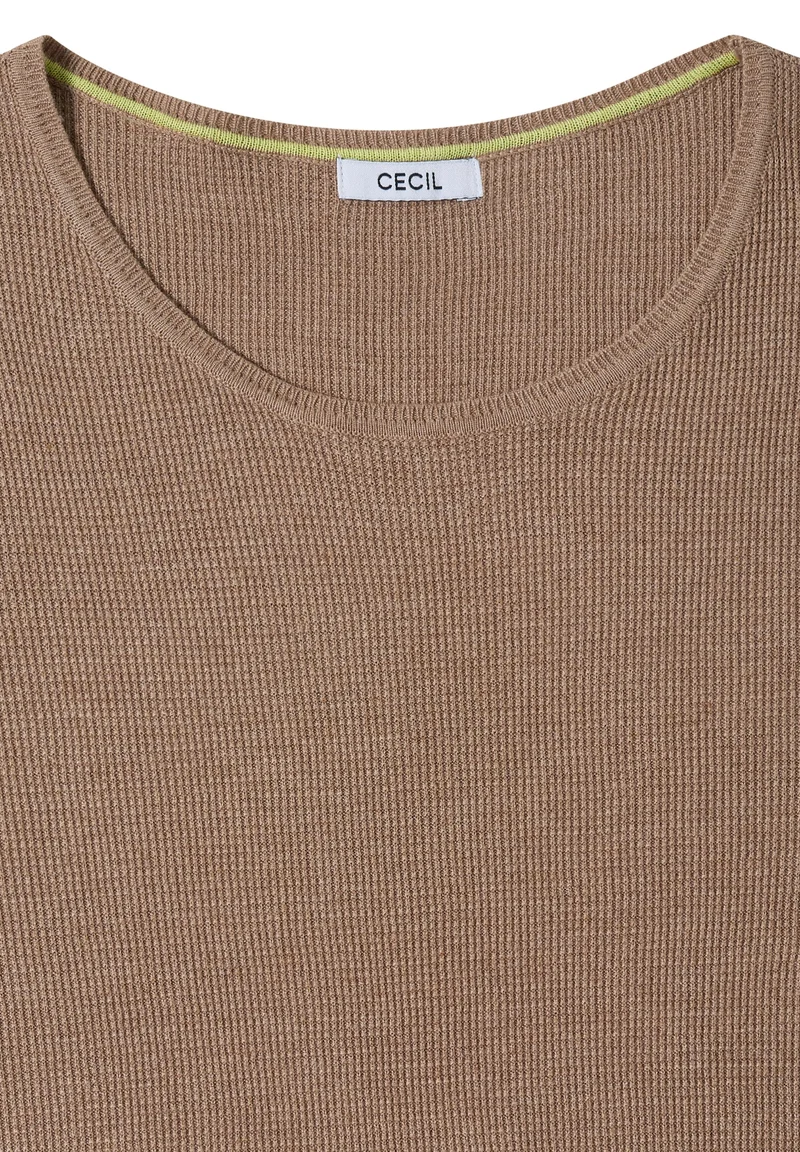 TOS_Structured Roundneck, creamy mocha melange