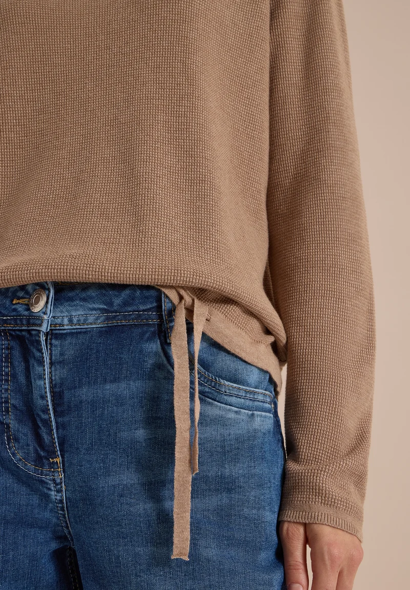 TOS_Structured Roundneck, creamy mocha melange