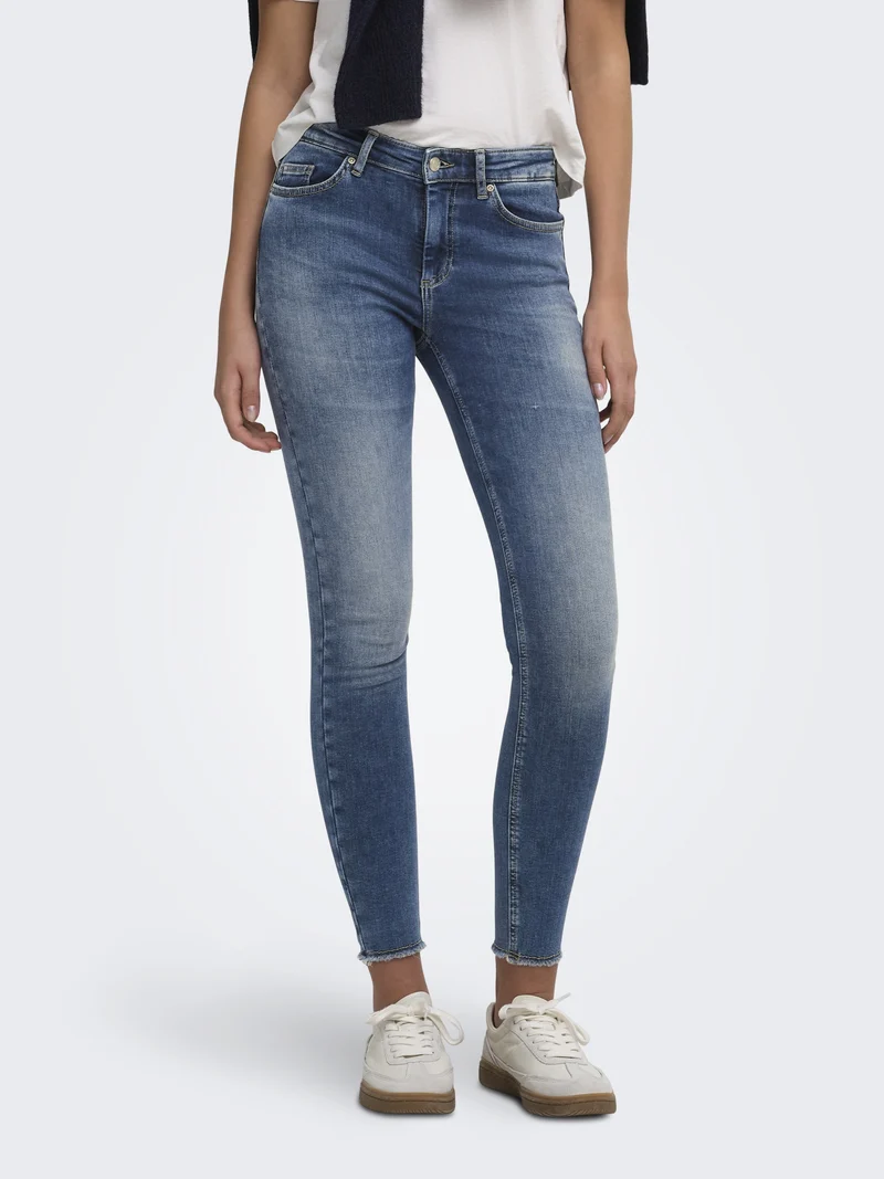 ONLBLUSH MID SK ANK RW DNM DOT622 N, Dark Blue Denim
