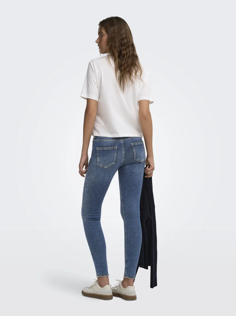 ONLBLUSH MID SK ANK RW DNM DOT622 N, Dark Blue Denim