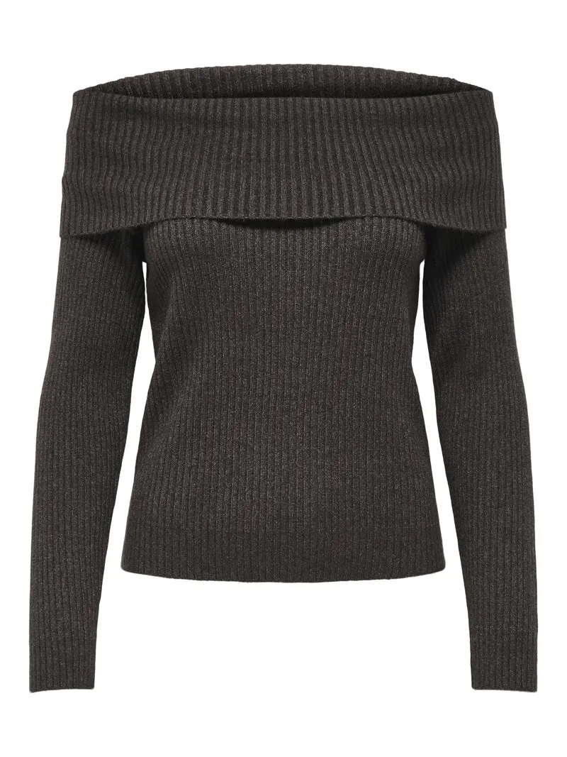 ONLKATIA LS OFF SHOULDER KNT NOOS, Chocolate Torte/Melange