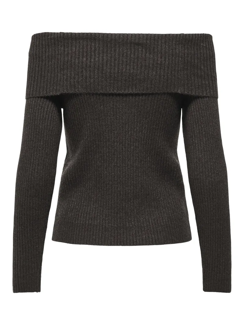 ONLKATIA LS OFF SHOULDER KNT NOOS, Chocolate Torte/Melange