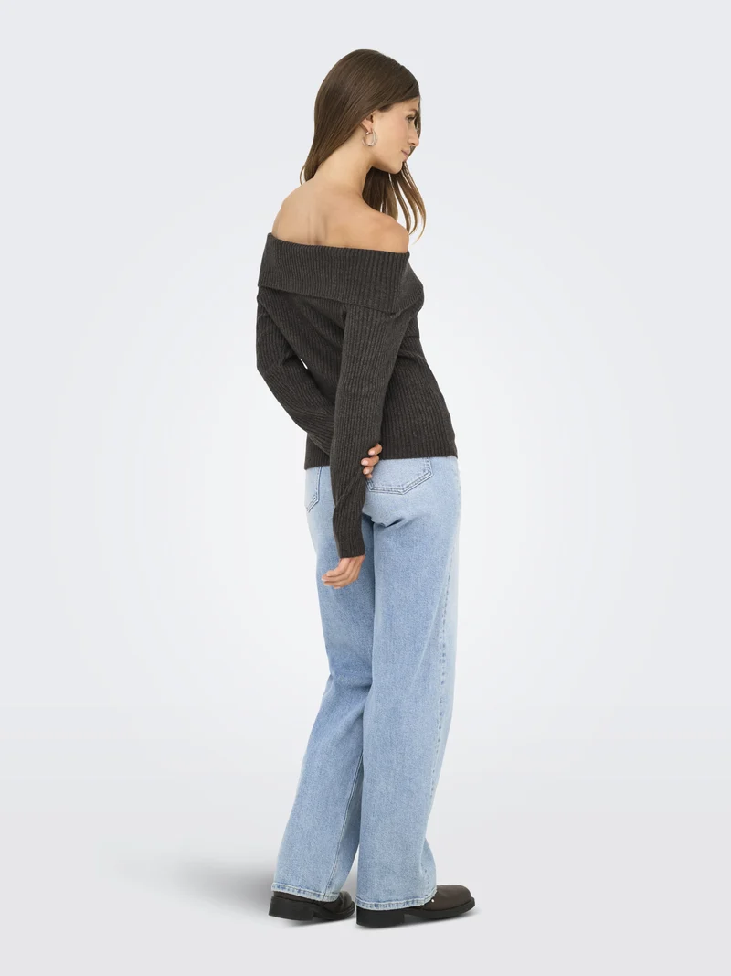 ONLKATIA LS OFF SHOULDER KNT NOOS, Chocolate Torte/Melange