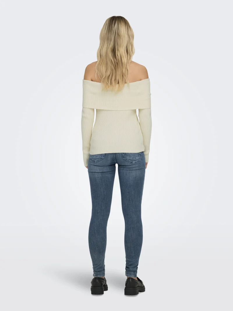 ONLKATIA LS OFF SHOULDER KNT NOOS, Whitecap Gray/Melange
