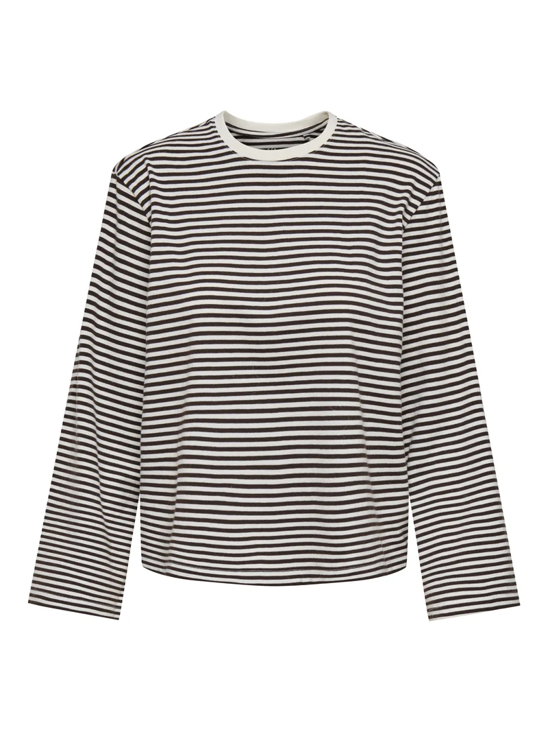 ONLFREJA STRIPE L/S WIDE SLEEVE JRS, Coffee Bean/Cloud dancer (mel)