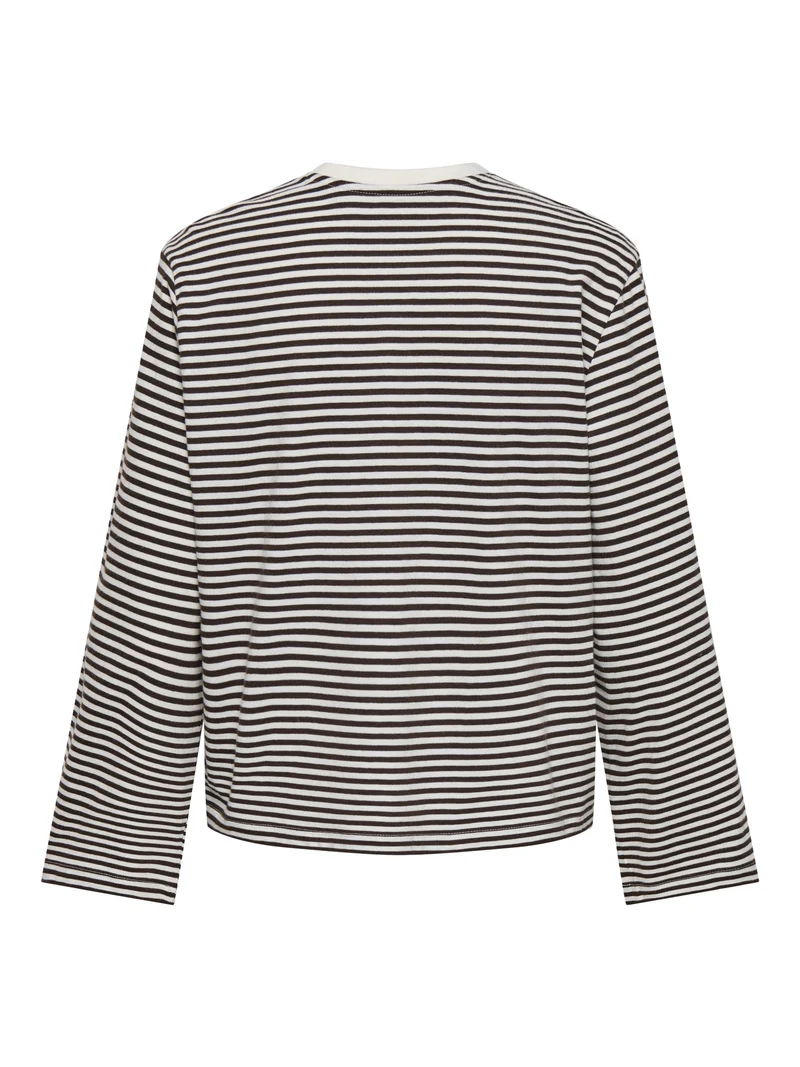 ONLFREJA STRIPE L/S WIDE SLEEVE JRS, Coffee Bean/Cloud dancer (mel)