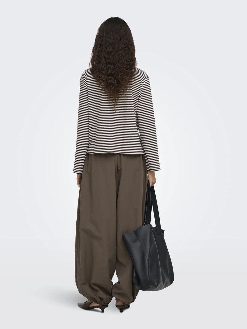 ONLFREJA STRIPE L/S WIDE SLEEVE JRS, Coffee Bean/Cloud dancer (mel)