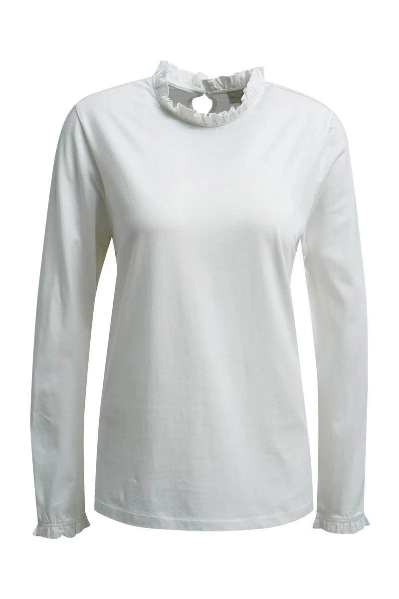 ROUND NECK WITH RUFFLE 1/1 SLEEVE B, OFFWHITE