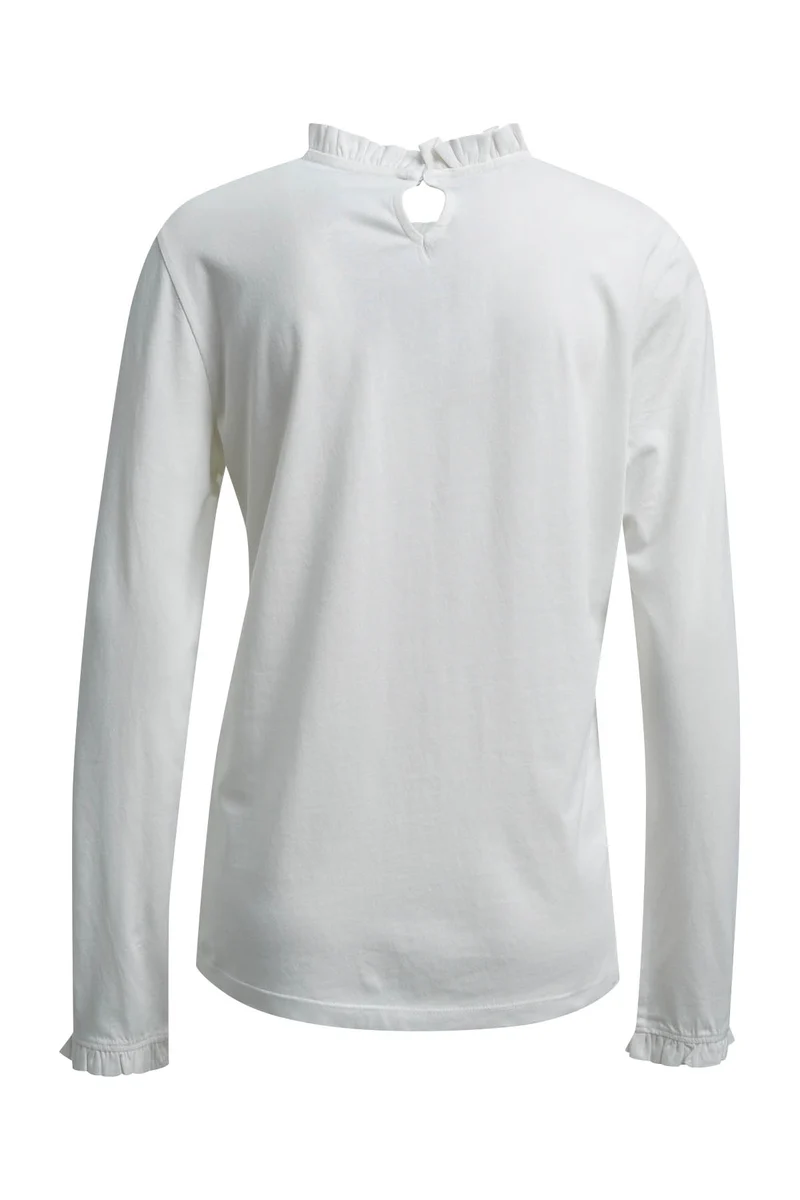 ROUND NECK WITH RUFFLE 1/1 SLEEVE B, OFFWHITE