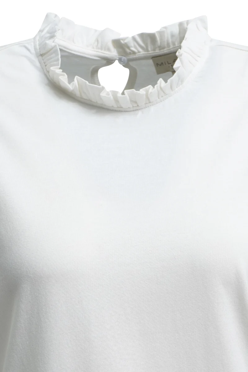 ROUND NECK WITH RUFFLE 1/1 SLEEVE B, OFFWHITE