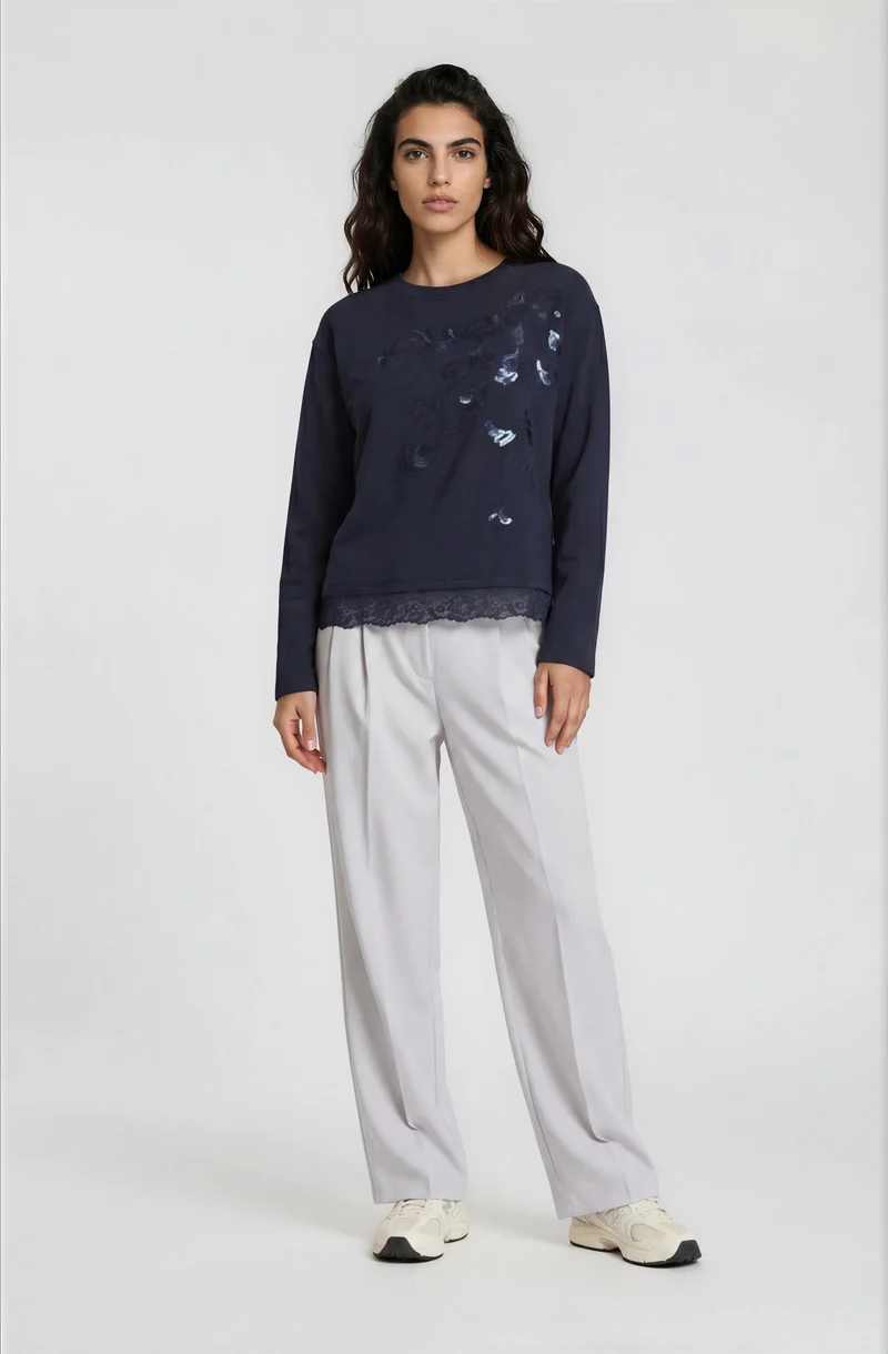 ROUND NECK SWEATSHIRT 1/1 SLEEVE AE, NAVY