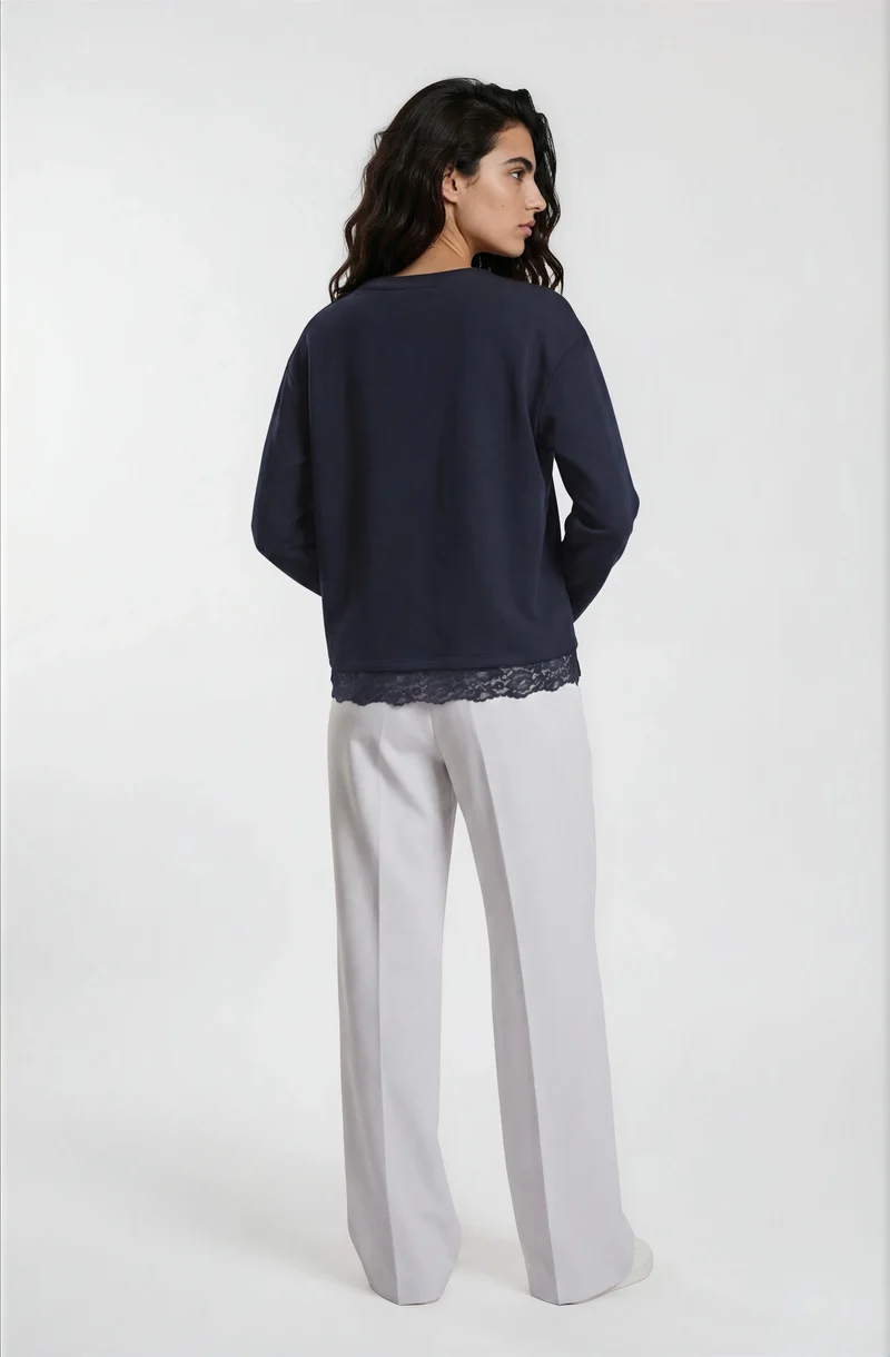 ROUND NECK SWEATSHIRT 1/1 SLEEVE AE, NAVY