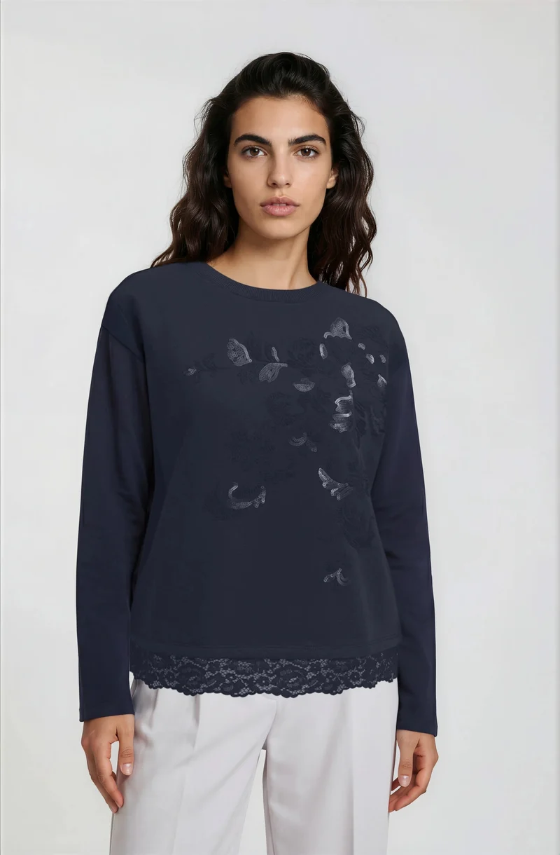 ROUND NECK SWEATSHIRT 1/1 SLEEVE AE, NAVY