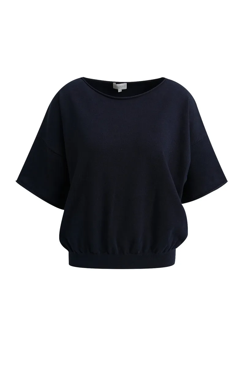 ROUND NECK PULLOVER 3/4 SLEEVES, NAVY