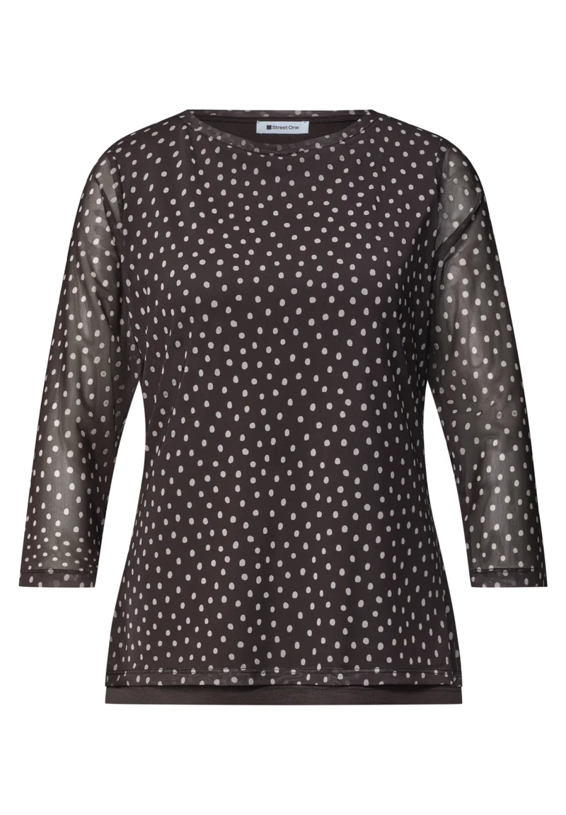 LTD QR printed mesh shirt w.3/, black coffee
