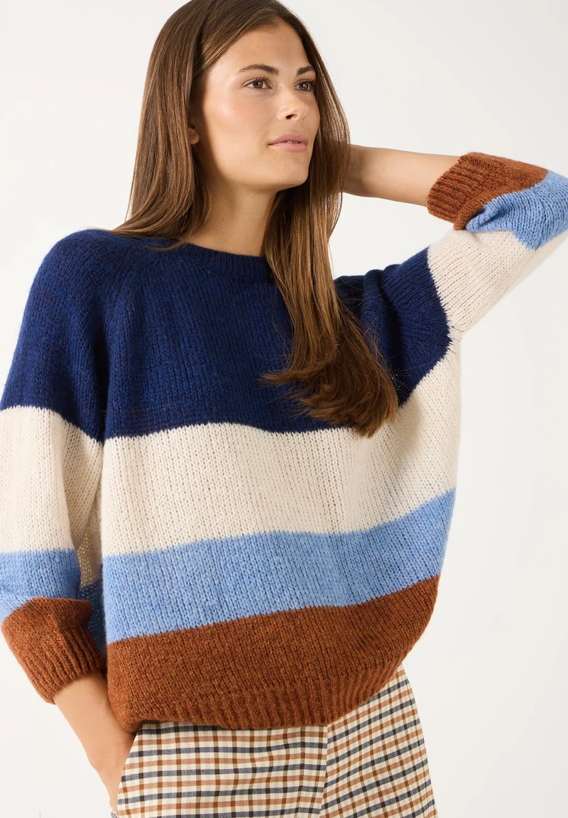 Colorblock-Pullover, 3/4 Sleeve, colourblock pullover