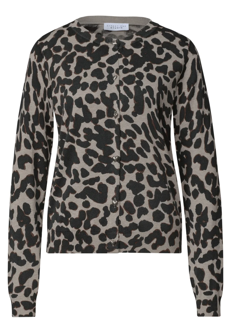 LTD QR Studio_Printed cardigan, light biscuit sand mel.