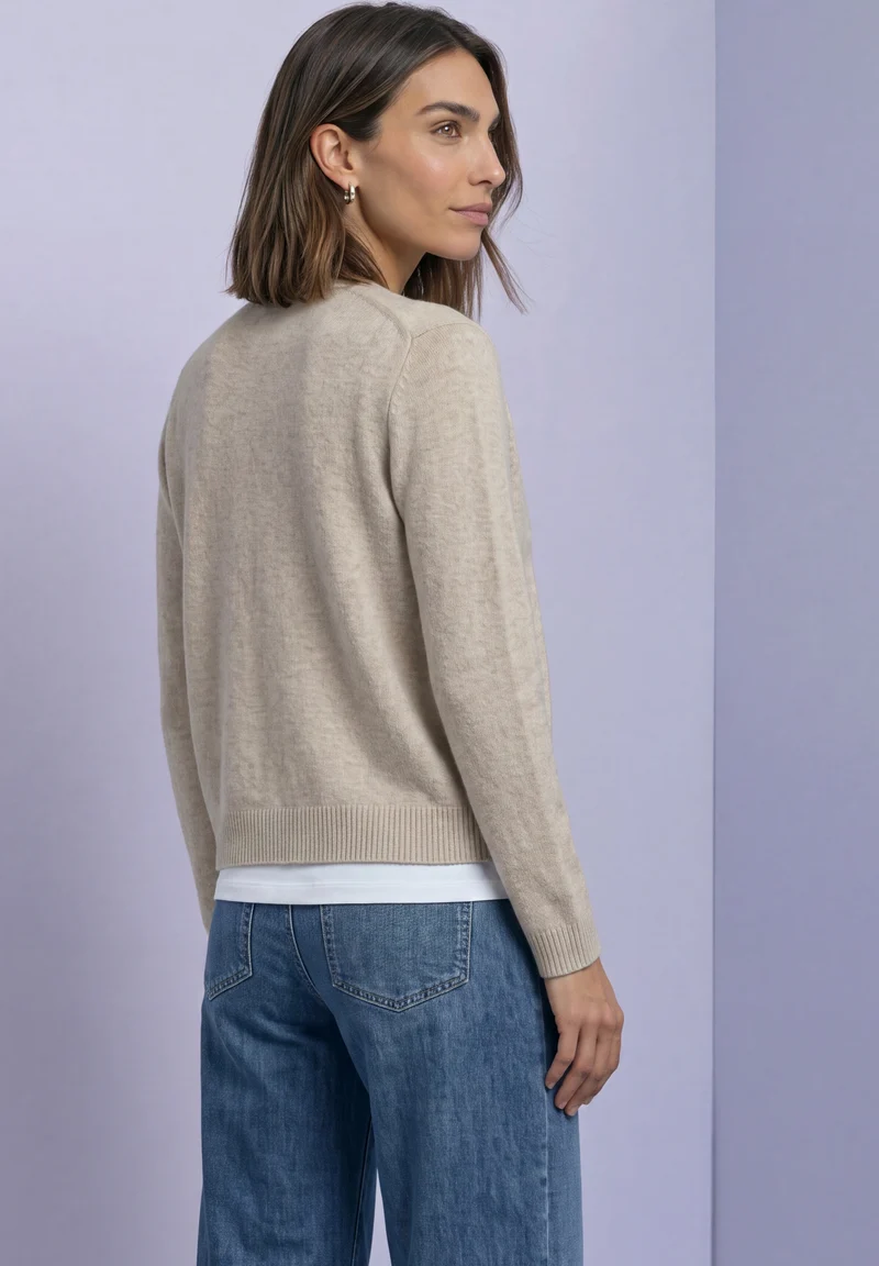 QR_cosy cardigan, clay sand mel.