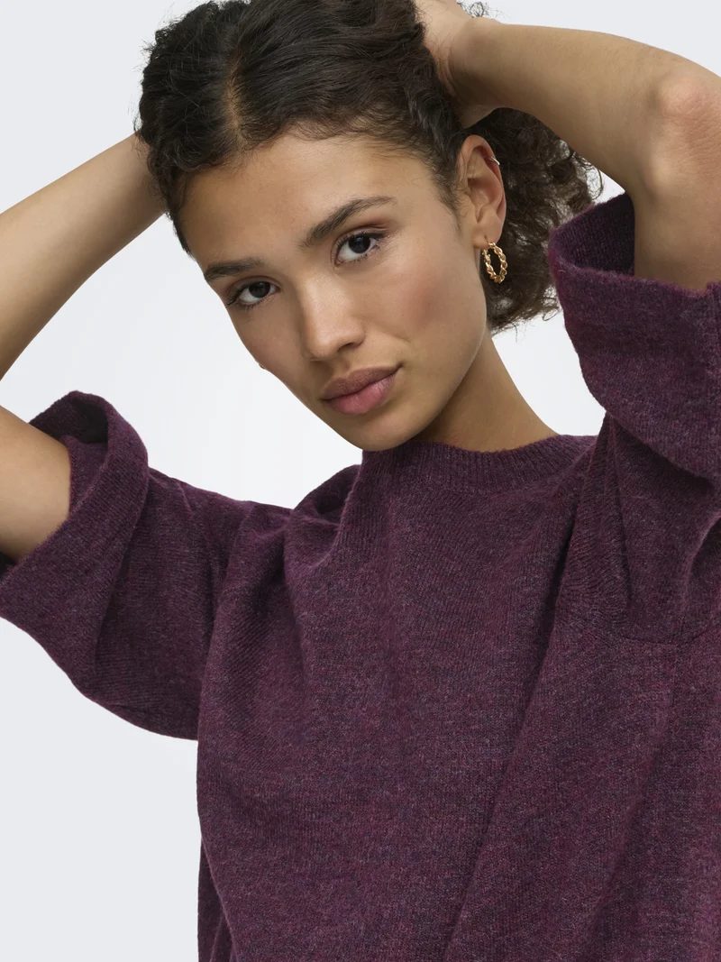 ONLSIMONI 3/4 PULLOVER KNT NOOS, Mauve Wine/MELANGE