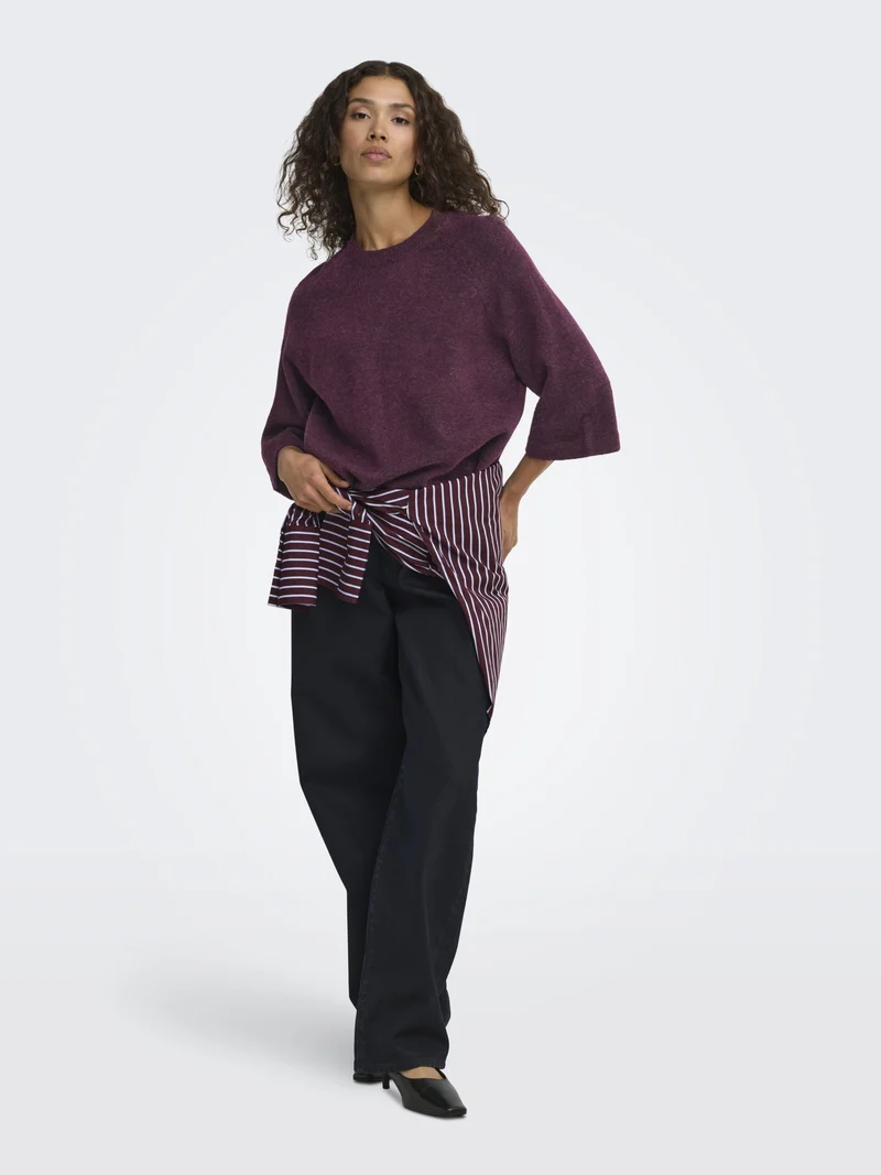 ONLSIMONI 3/4 PULLOVER KNT NOOS, Mauve Wine/MELANGE