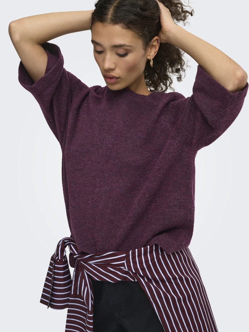 ONLSIMONI 3/4 PULLOVER KNT NOOS, Mauve Wine/MELANGE