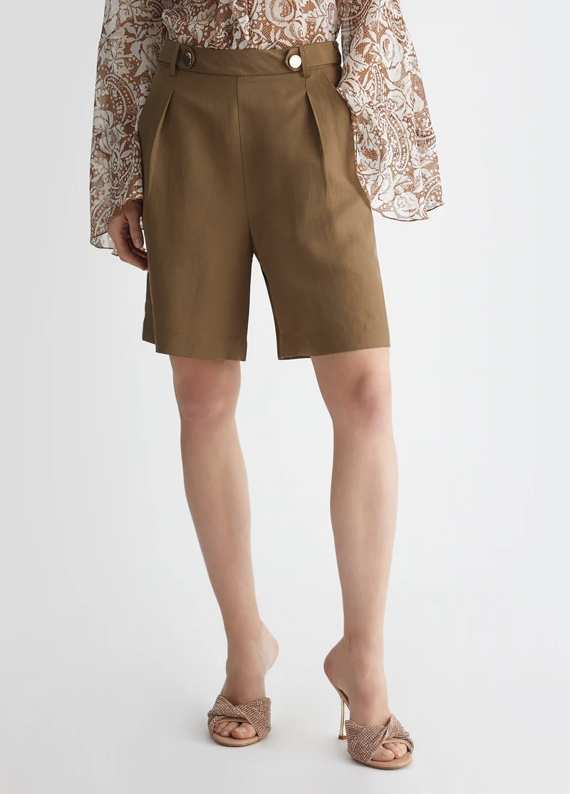 Linen Blend Bermuda Shorts