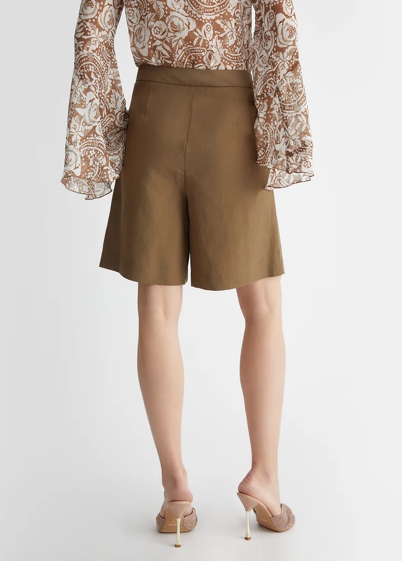 Linen Blend Bermuda Shorts