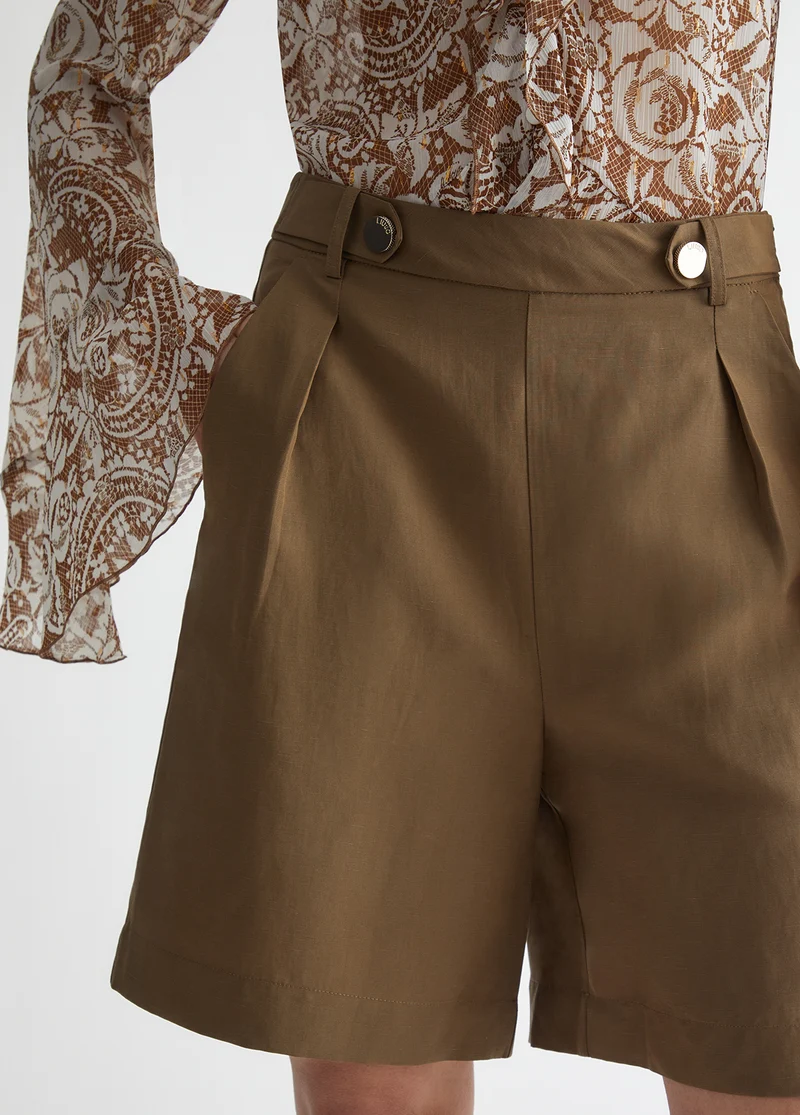 Linen Blend Bermuda Shorts