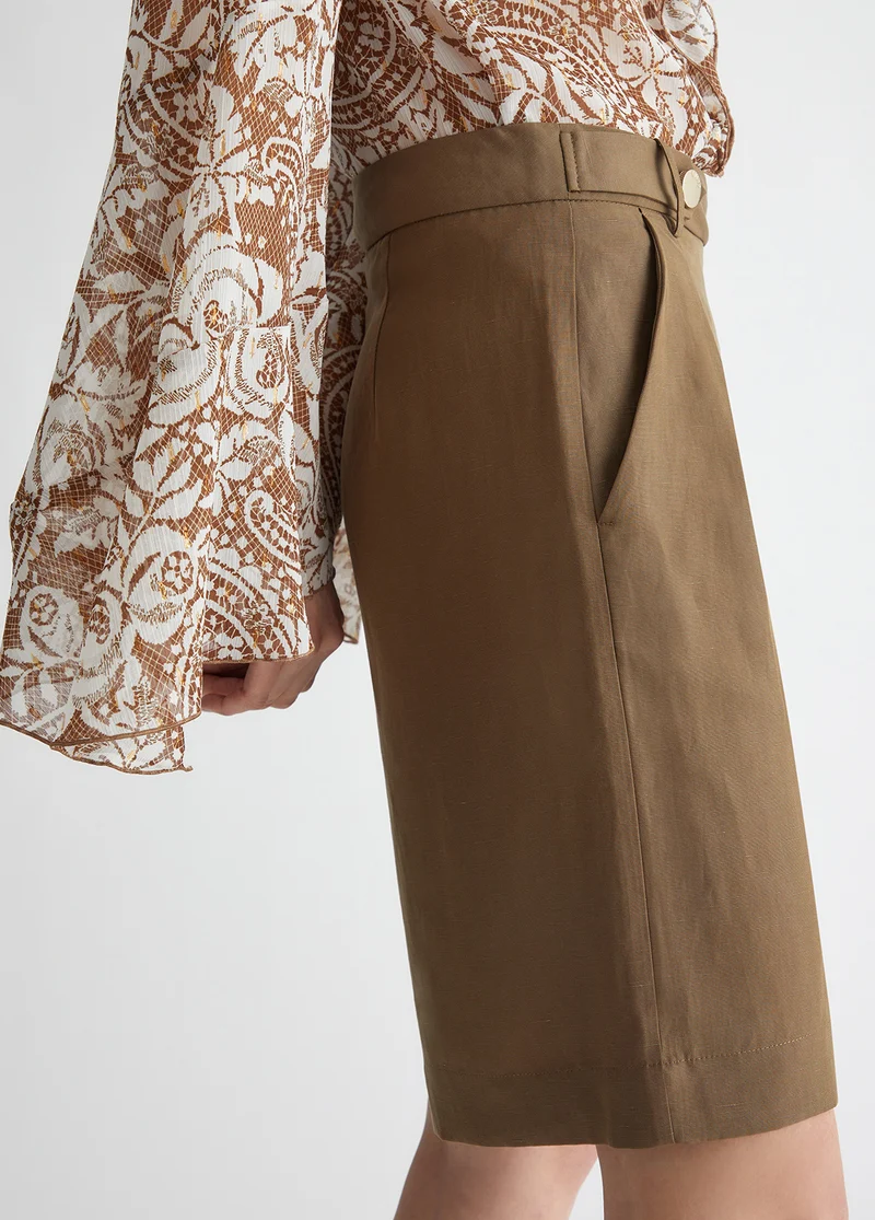 Linen Blend Bermuda Shorts