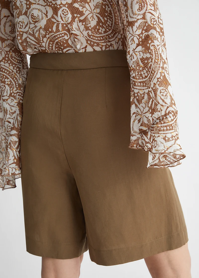 Linen Blend Bermuda Shorts