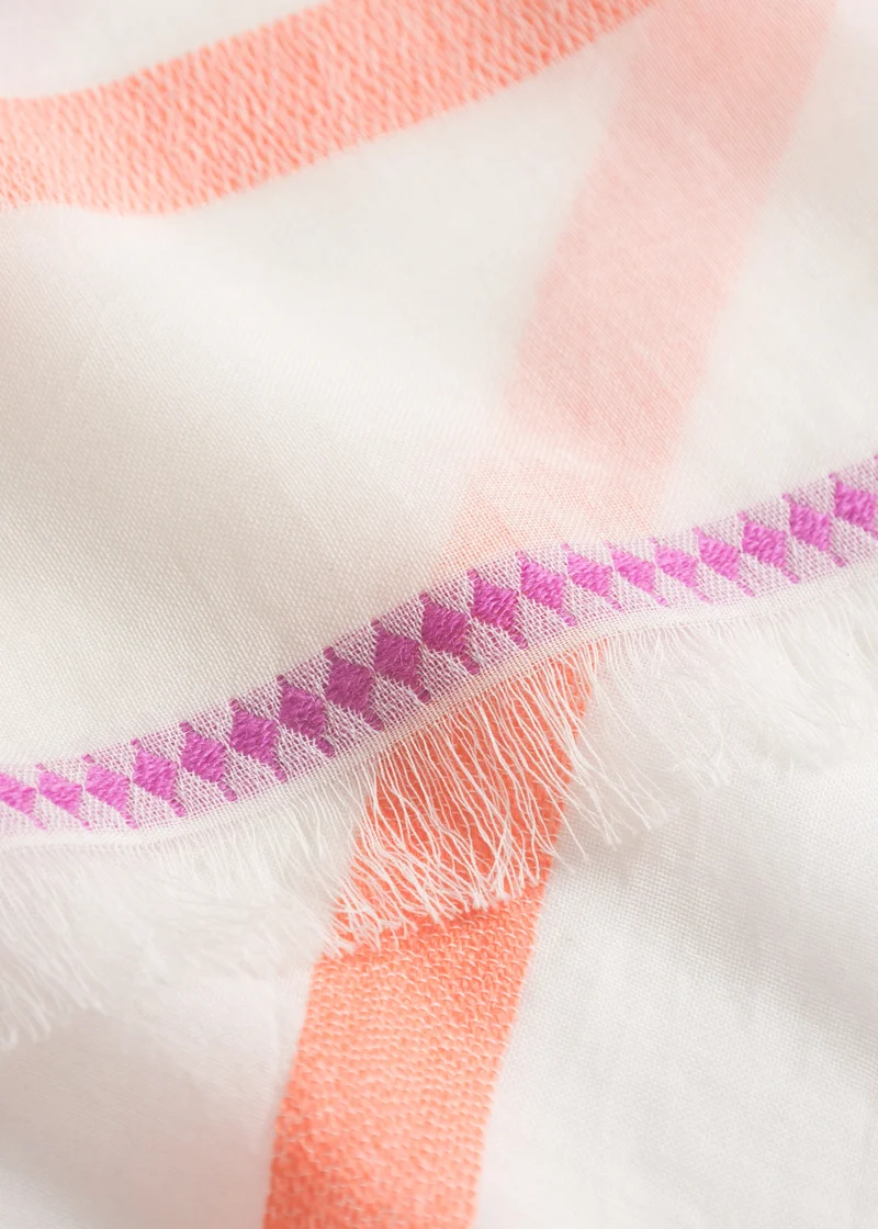 WOVEN SCARF COTTON MIX STRIPES weiß-70X180CM, weiß
