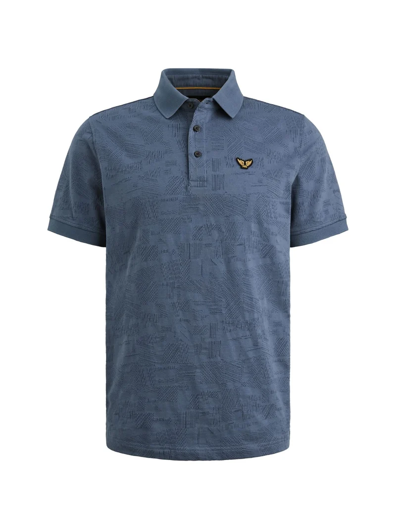 Short sleeve polo jacquard jersey, Bijou Blue