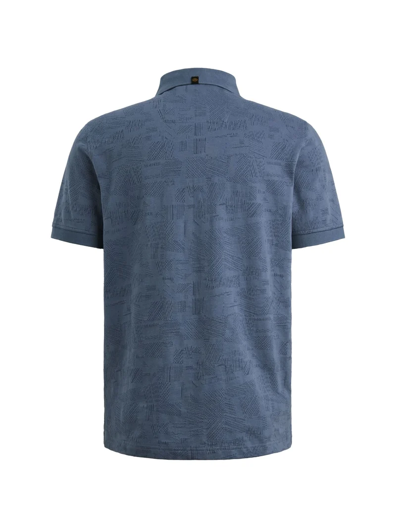 Short sleeve polo jacquard jersey, Bijou Blue